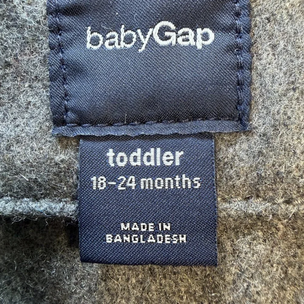 BABY GAP Gray Wool Double Breasted Pea Coat 18-24 Mos